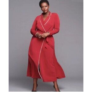 Lane Bryant Glamour VNeck Maxi Robe Wrap Dress Sz 14/16 (XL) Womens Red Long Sle
